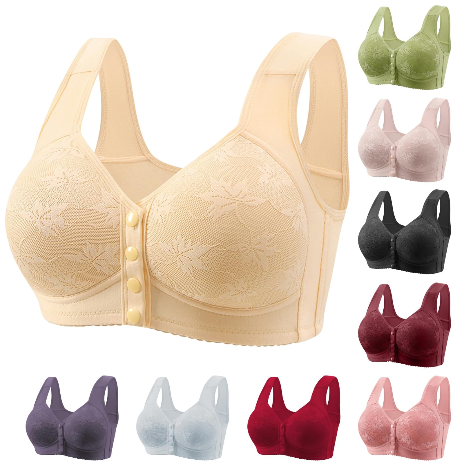 Daisy Bras for Older Women Front Closure No Underwire Bras Wireless Push Up Comfortable Evybliss Bra for Seniors