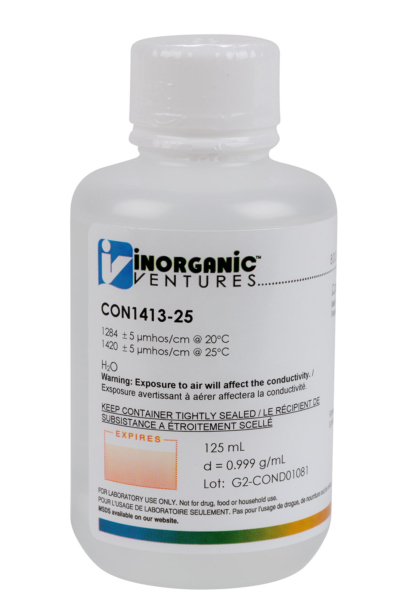 Inorganic Ventures CON1413-25 1413 µmhos/cm Conductivity Standard at 25°C, 125mL Volume