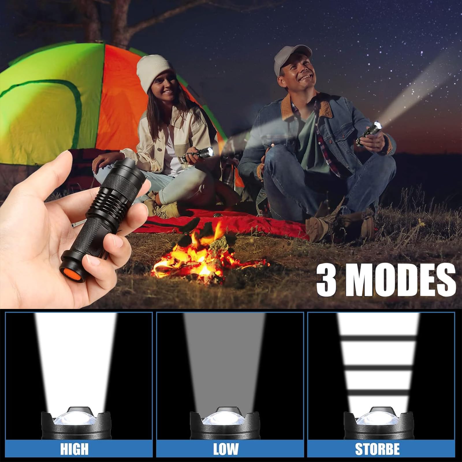 Torcia led ad alta luminosità Beta 1833MW a 4 regolazioni con ricarica wireless, 5-1000 lumen