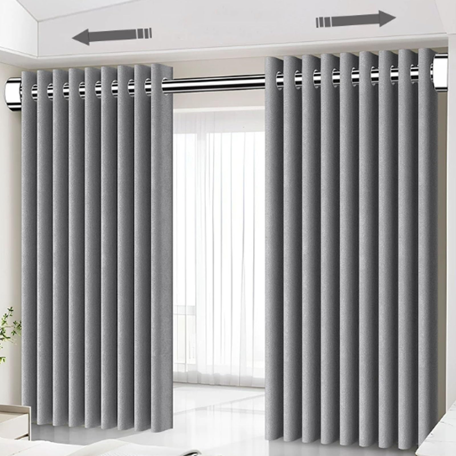 Klemmstange für Gardinen, Gardinenstange Ohne Bohren, Rutschfest, Geeignet für Badezimmer, Schränke und Fenster(150-240cm/59-94in)
