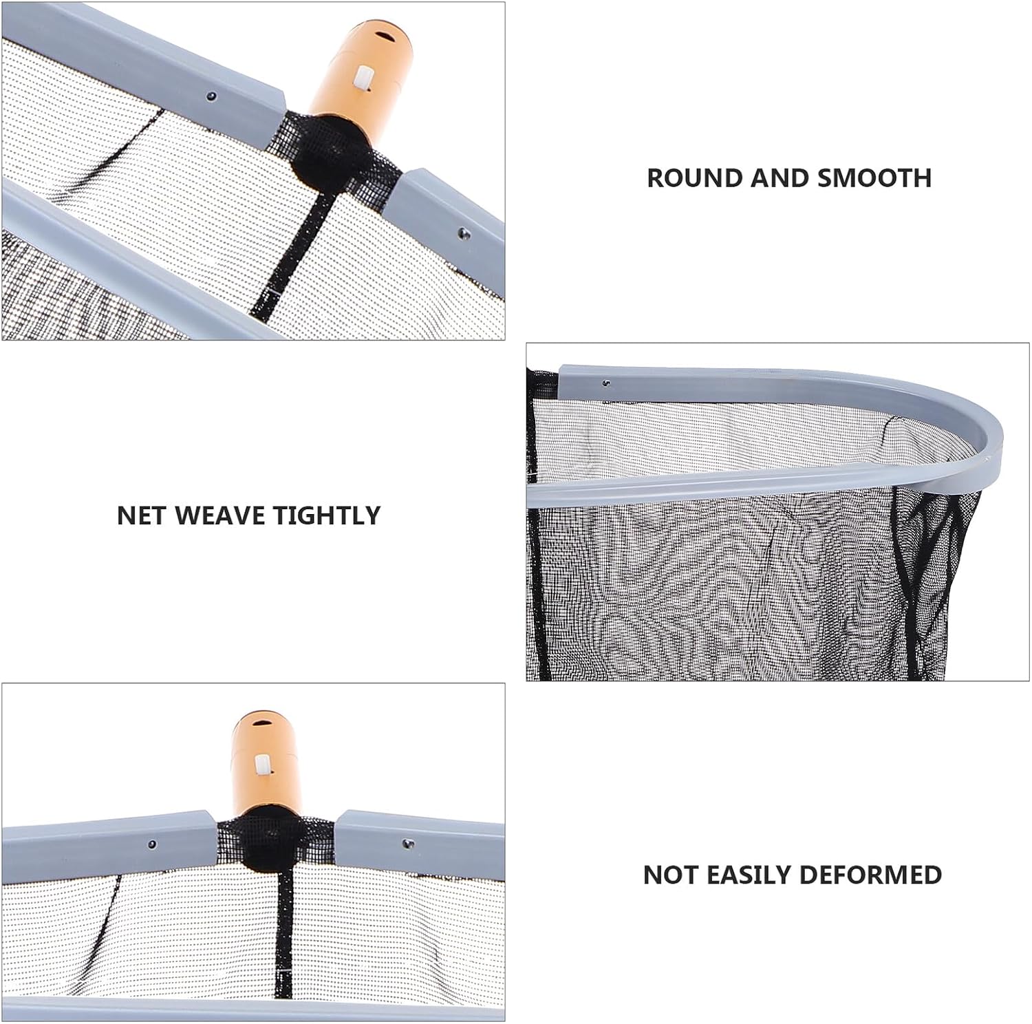 Swimming Pool Skimmer Net Extended Leaf Rake with Black Aluminum Frame Portable Pond Cleaning Tool for Pools and Spas