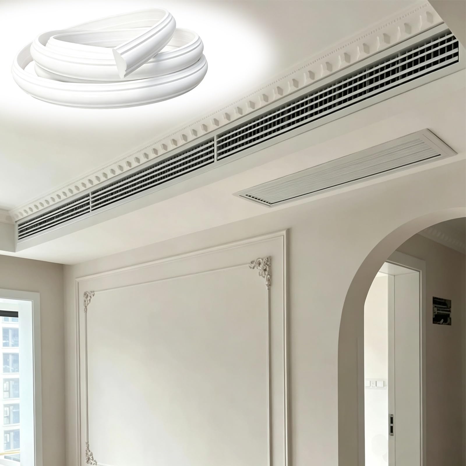 Kit Arco Puerta Molduras Decorativas De Yeso para Paredes, Molduras para Zócalos Y Paneles | Versátil, Sin Juntas, Recortable, Apto Para Teñir, Flexible Y Resistente A Las Arrugas; Ideal Para Techos Y Fondos De TV