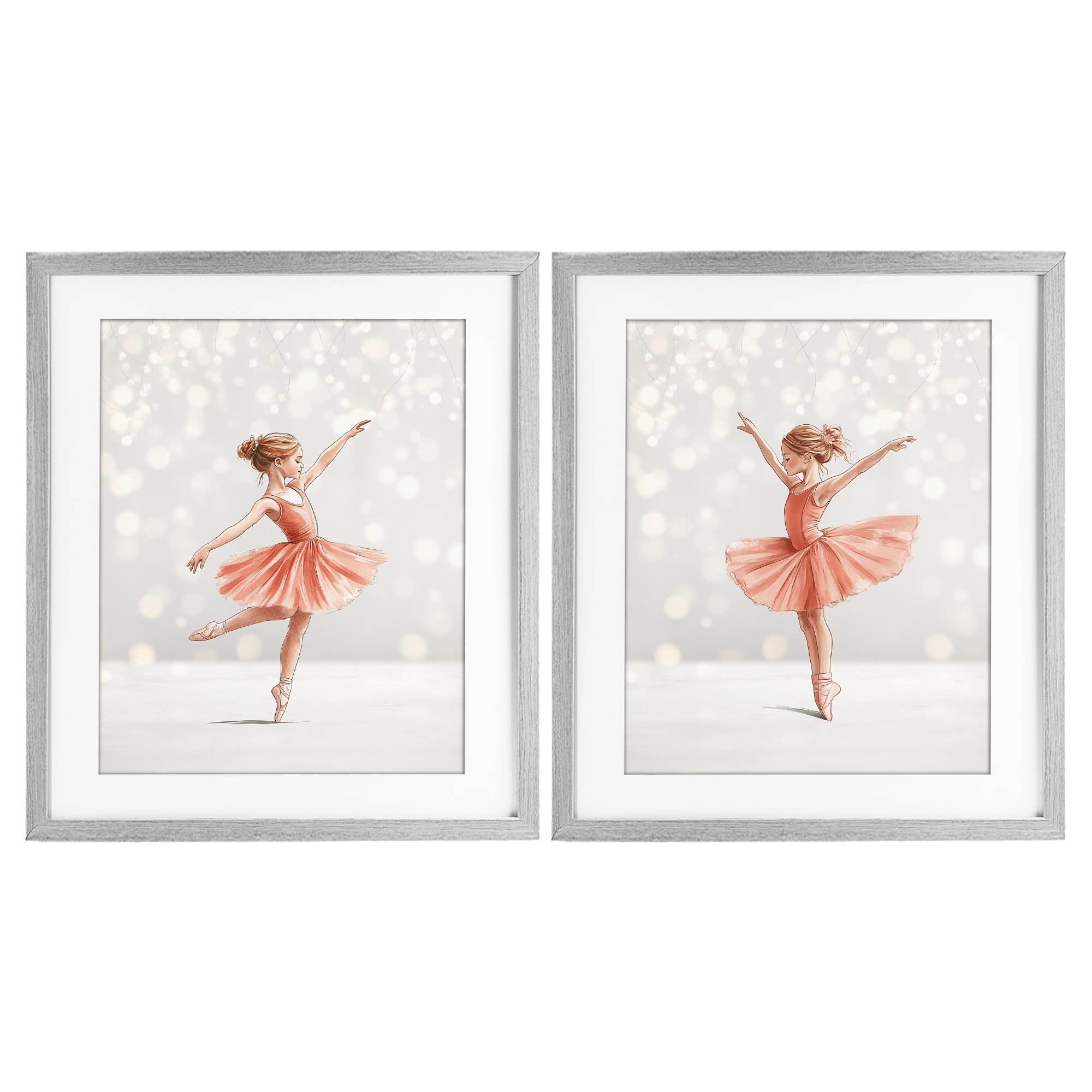 Stupell Industries 'Dancers In The Light', 2pc Framed Print Under Glass Set, Gray, 13 x 16 Inches, Easy to Hang and Sturdy, Made in USA, by Christine Simpson Art