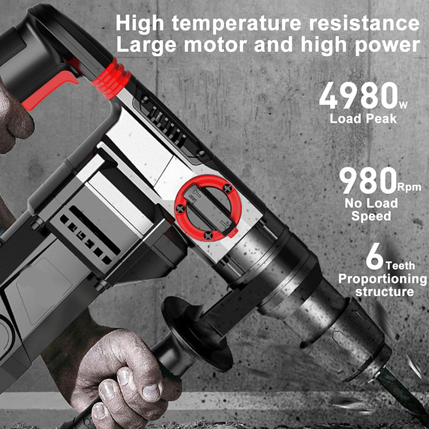 Household Multifunctional Electric Hammer Electric Pick, 220V 4980W High Power Percussion Drill Electric Drill Industrial Heavy Concrete Electric Hammer