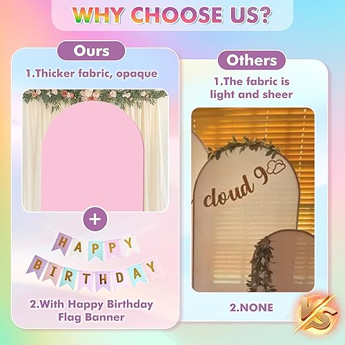 Miniatura 2 de Juego de 3 fundas de telón de fondo de arco con pancarta de fiesta, fundas de telón de fondo de boda de elastano ajustadas de 4 pies, 5 pies y 6