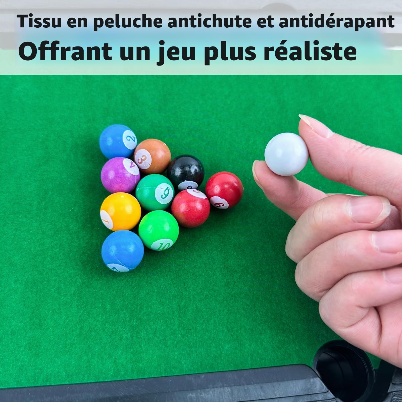 YumSur Mini table de billard avec set de 11 boules, 2 queues et 1 triangle, Table de jeu de snooker portable pour soulager le stress pour enfants et adultes (Style 2)