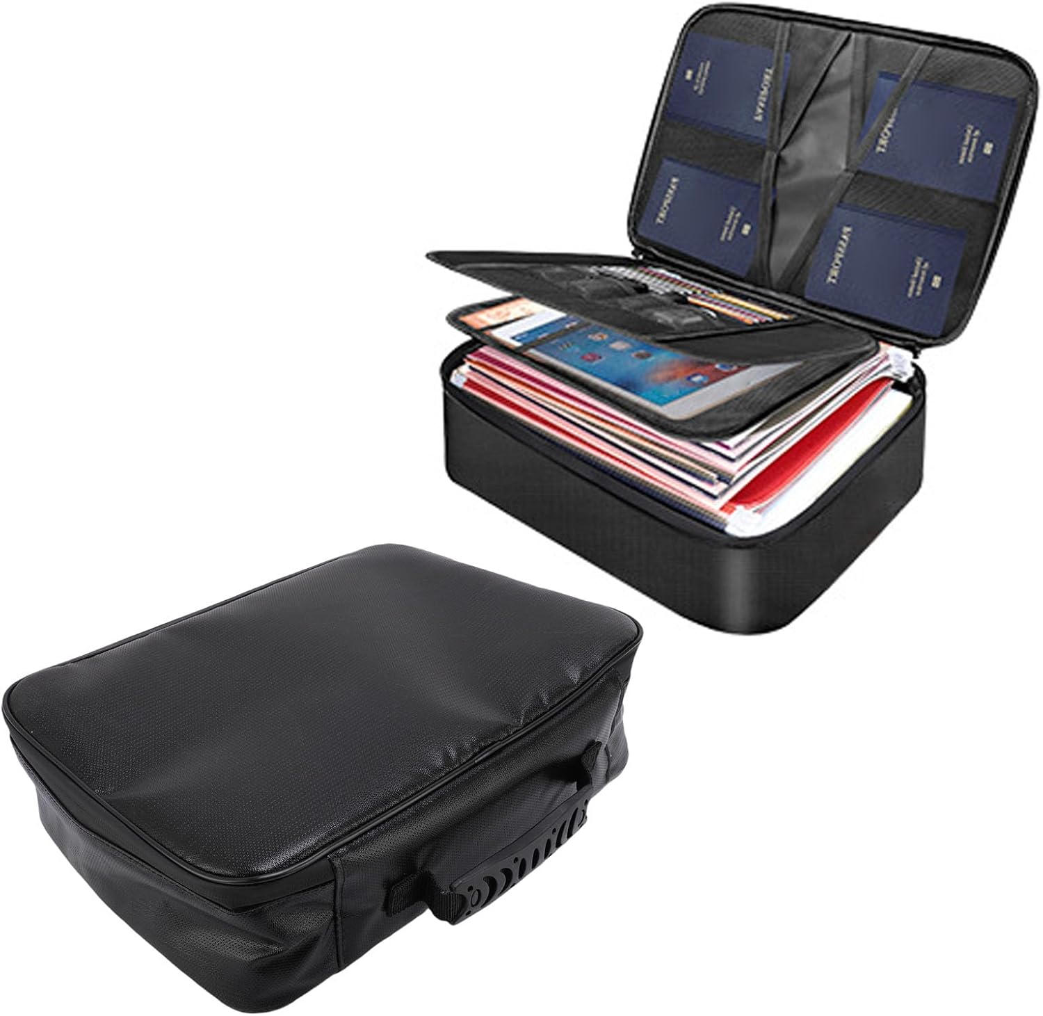 Pssopp Fireproof Important Documents Bag, File Hard Case Design Secure Storage Portable Home Travel Safe Storage with Lock for Laptop More