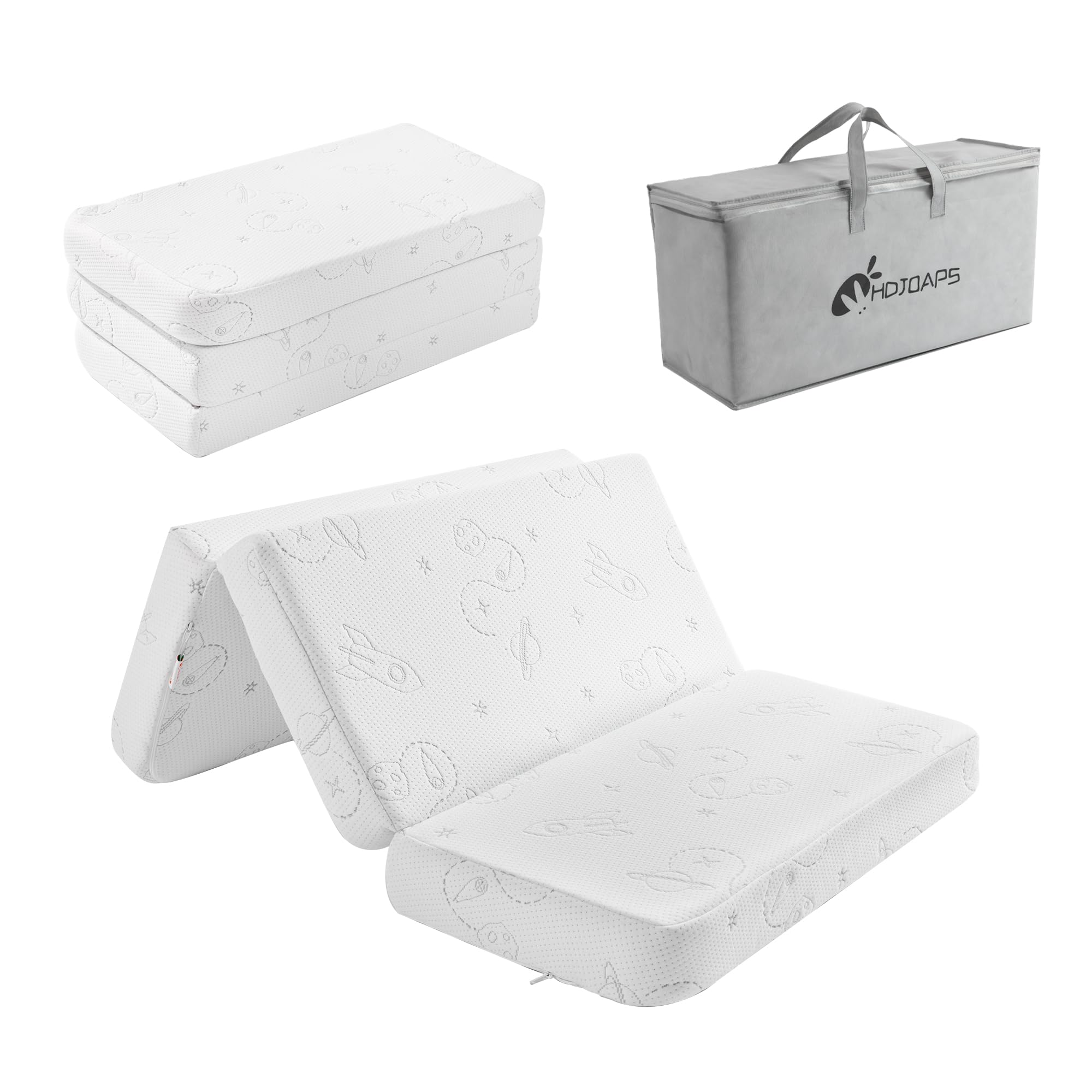 trifold pack and play mattress 38''x26'', pack n play mattress portable baby mattress for pack n play with washable cover and travel bag
