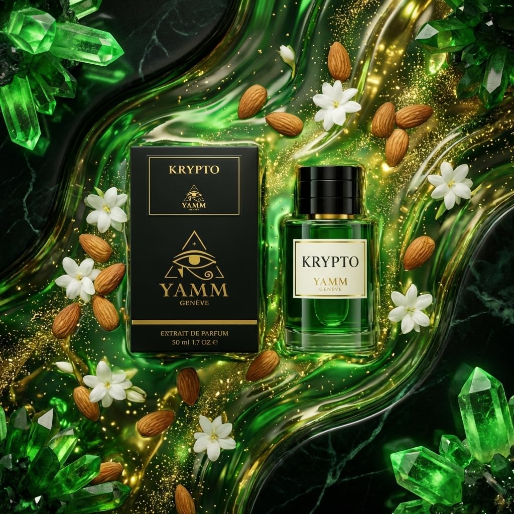 Krypto – Estratto di profumo Mandorla & Sandalo – 50 ml | Fragranza unisex cremosa e cipriata con fava tonka, aldeidi, iris, gelsomino, mandorla, cedro e sandalo.
