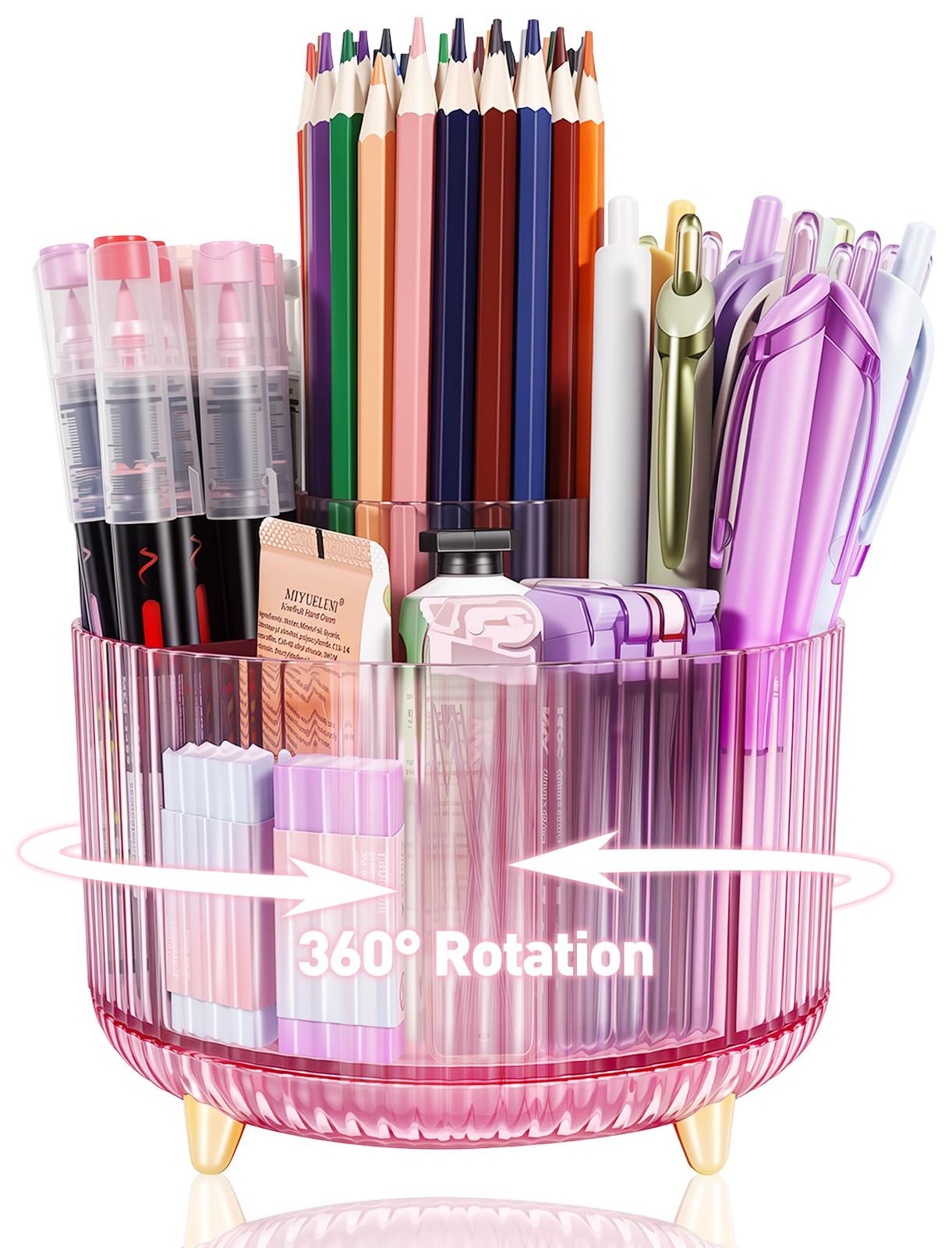 Porte-pinceaux de maquillage rotatif pour ranger son bureau encombré