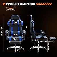 Vista 17 de DUMOS Silla de juegos con reposabrazos de conexión, sillas de videojuegos con cojín de resorte de bolsillo, silla ergonómica para computadora