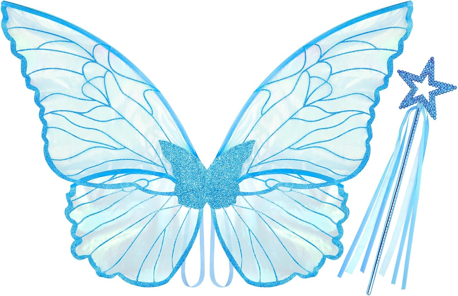 VEKDA Fairy Wings Adult Girls Butterfly Wings Costume Halloween Butterfly Costume for Girls with Fairy Wand