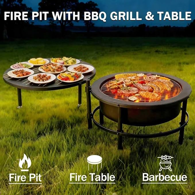 Brasero de Acero para Exteriores con Mesa Giratoria y Parrilla miniatura 4