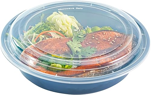 Miniatura 15 de Restaurantware Asporto - Cajas para llevar de 16 onzas, 50 recipientes de alimentos para llevar para microondas, tapas de plástico transparente Negro