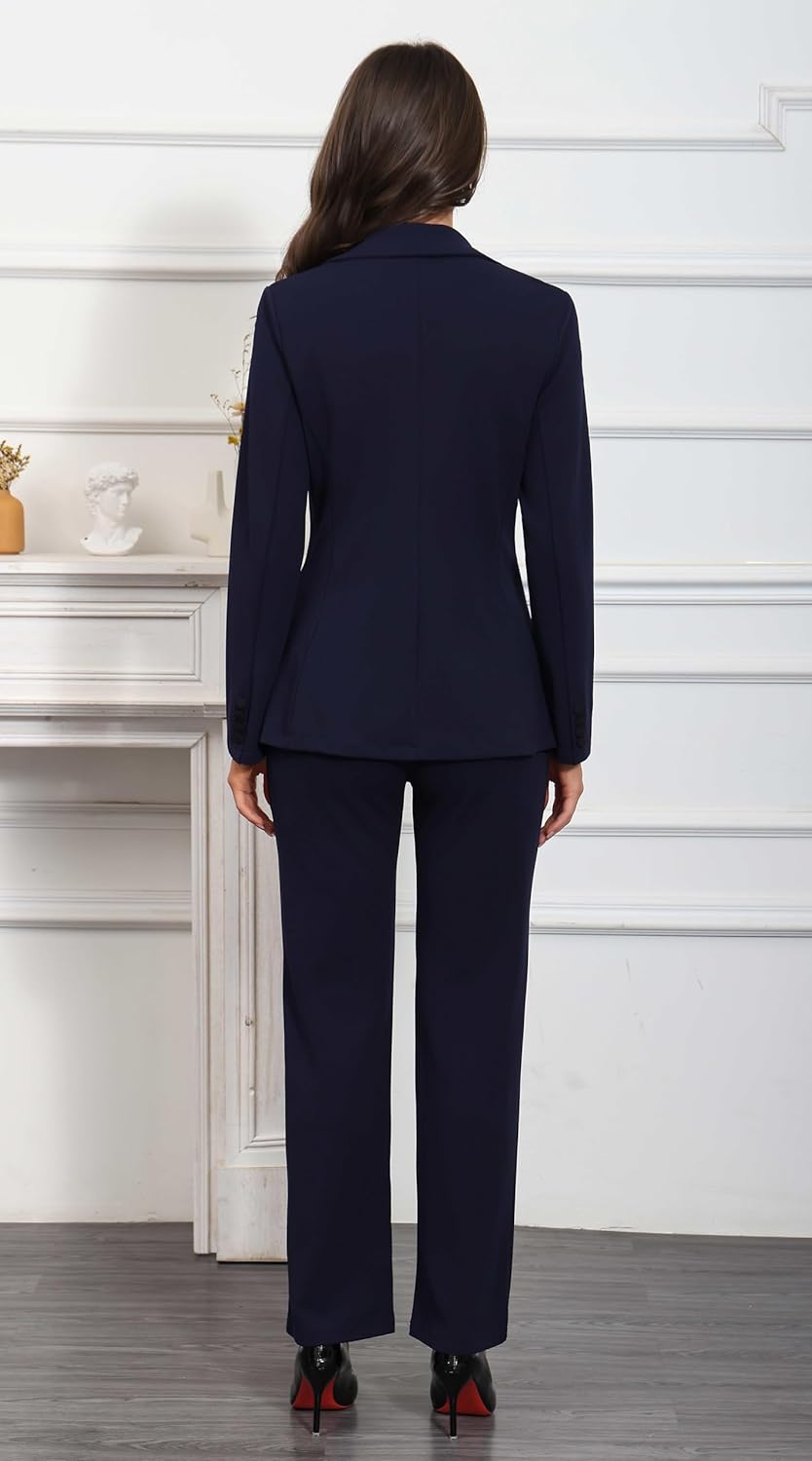 Women's Business Pant Suits 2 Piece Blazer Set Double Breasted Casual Work Office Outfits - Image 6