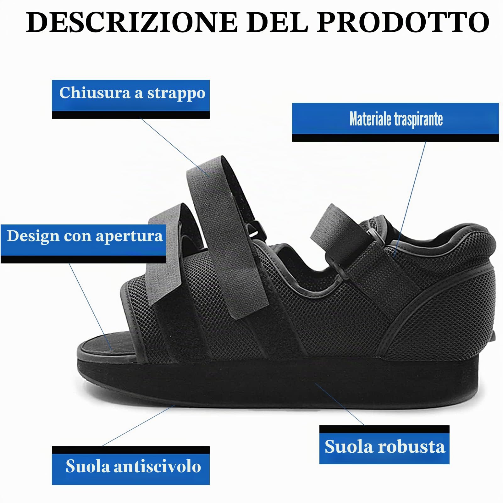 Scarpa da recupero post operazione, regolabile per camminata medica avampiede scarpa, per supporto post-operatorio, piede rotto, alluce valgo rotto, punta grossa intervento chirurgico piatto (XL)
