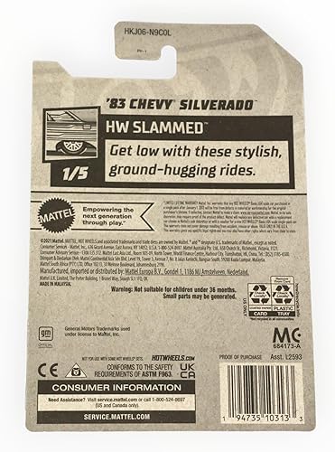 Miniatura 2 de Hot Wheels Chevy Silverado '83, HW Slammed 15 Negro 191250