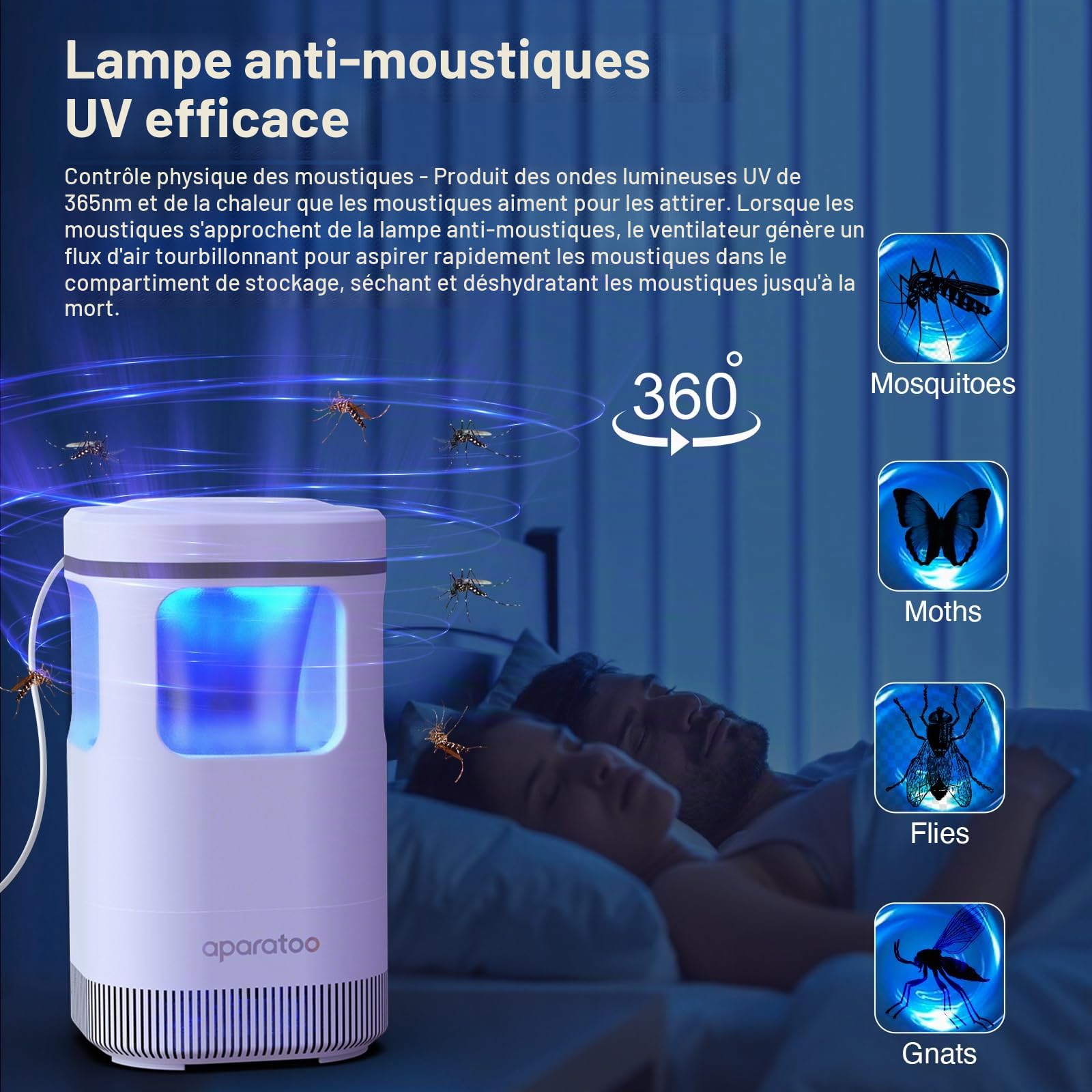 Lampe Anti Moustique Electrique,Anti Moustique Exterieur Intérieur Lampe Anti Insectes Repulsif Moustique Anti Mouche Tue Mouche Electrique Jardin Contre Les Insectes pour Camping l'usage Domestique