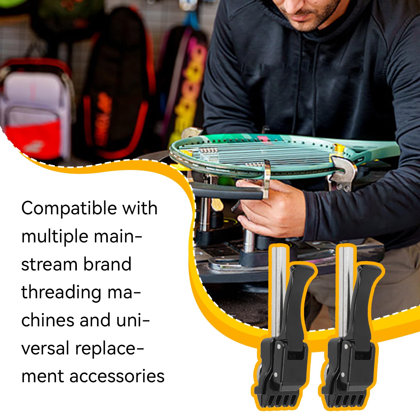 HERCHR 2 Stück Badminton Flying Clamp, Flying Clamp Tennis Flying Clamp Für Badminton Besaitungsmaschine Schwarz Tennis Besaitungswerkzeuge
