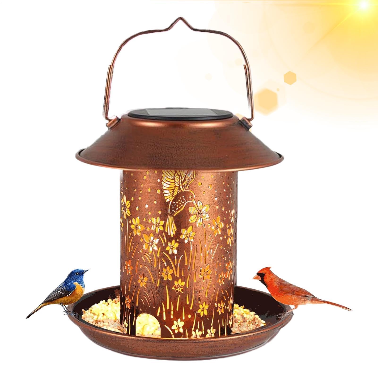 Mangeoire oiseaux lanterne solaire extérieure étanche pour jardin