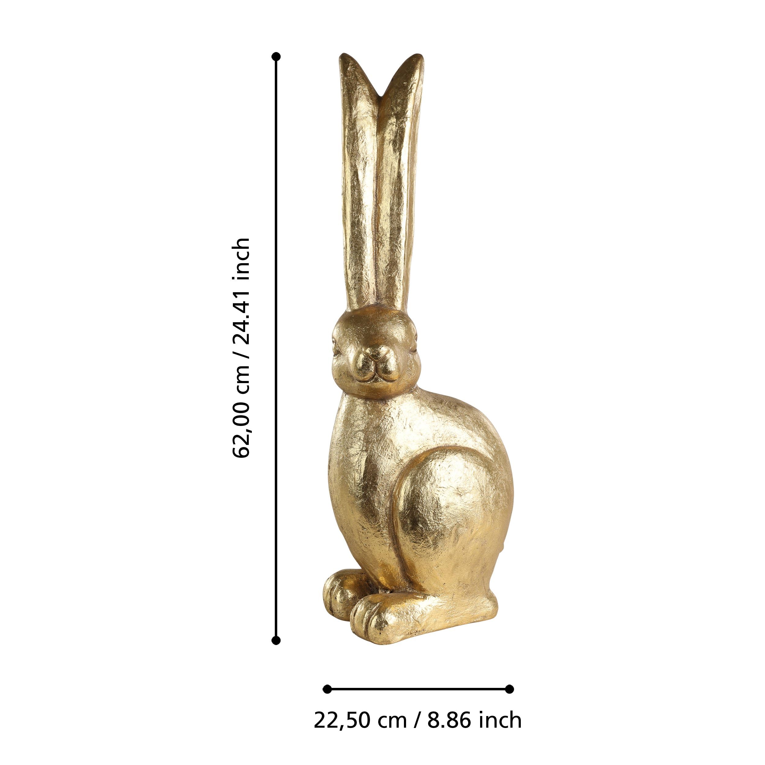EGLO LIVING Osterdeko Hase Chilandy, große Deko Figur Ostern Frühling, Frühlingsdeko Osterhase, Elegante Osterfigur aus Kunststein in Gold, 62 cm | Frühlingsdeko Osterhase, elegante Osterfigur aus Kunststein in Gold, 62 cm