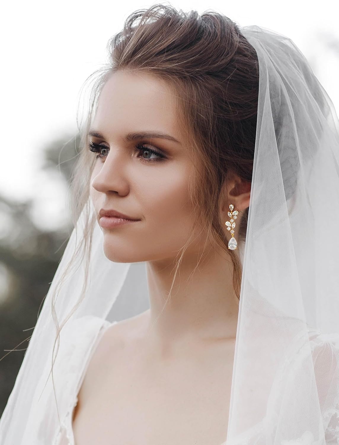 SWEEETV Bridal Wedding Earrings for Brides Bridesmaides-Marquise Teardrop Earrings for Women, Cubic Zirconia Drop and Dangle Earrings for Prom or Pageant,Jewelry - Image 2