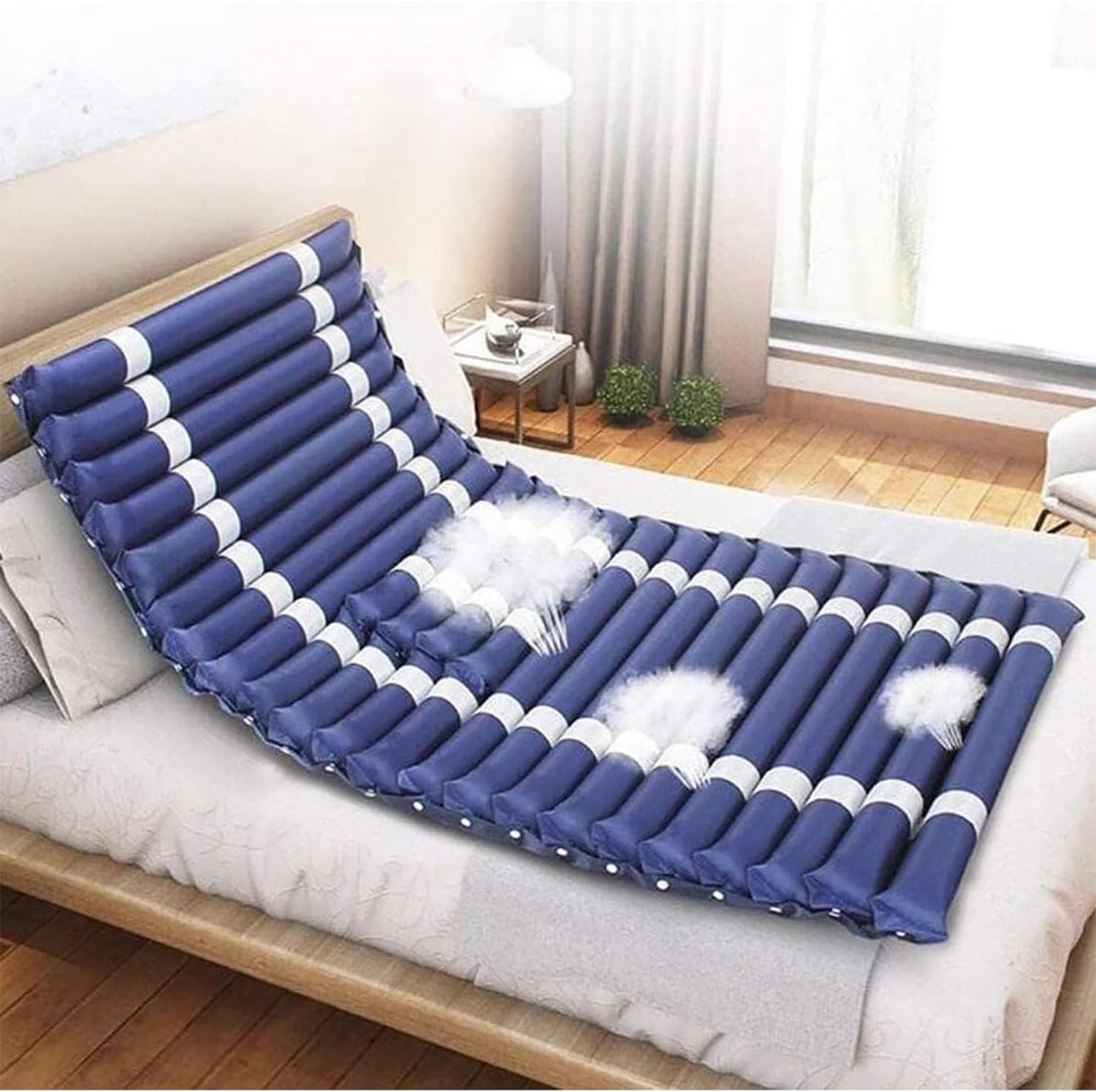 Colchón Antiescaras con Compresor Silencioso,Colchón Inflable con Apertura para Bacinilla,Colchón Antiescaras para Cama De Hospital,Fácil De Limpiar,Resistente Al Agua Y A Las Manchas,190×90Cm