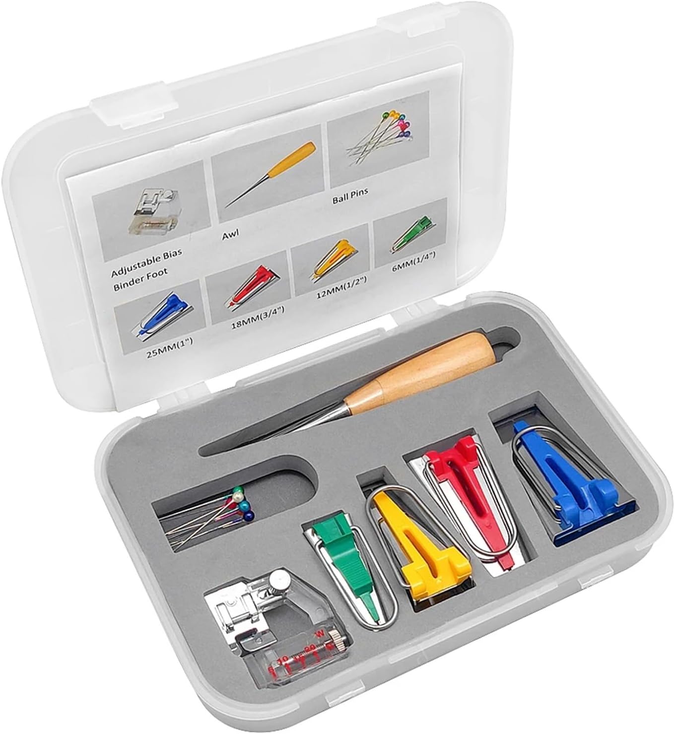 Bias Tape Makers Kit Adjustable Binder Foot Different Sizes Bias Tape Maker 6MM/12MM/18MM/25MM Sewing Quilting Accessories Tool
