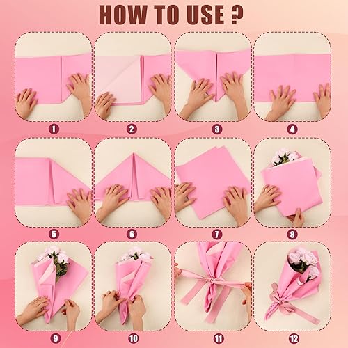 Miniatura 3 de LUTER 20 hojas de papel de regalo de flores, 22.8 x 22.8 pulgadas, papel de regalo de ramo floral de doble cara, papel de embalaje de flores para