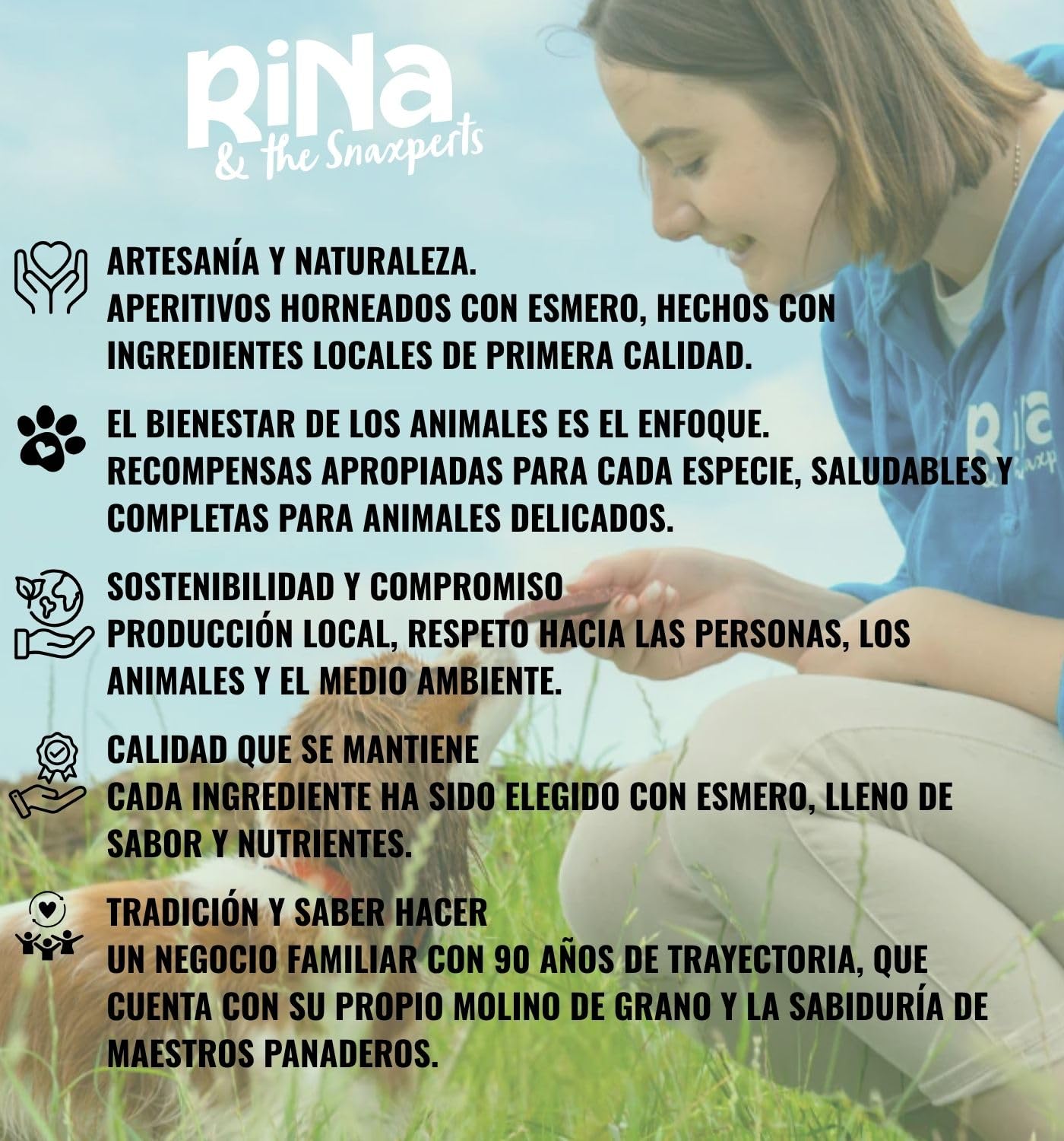 RiNa - Caja para golosinas para perros (6 x 10 cm, con carne de pato, brócoli, plátano y rumen verde)