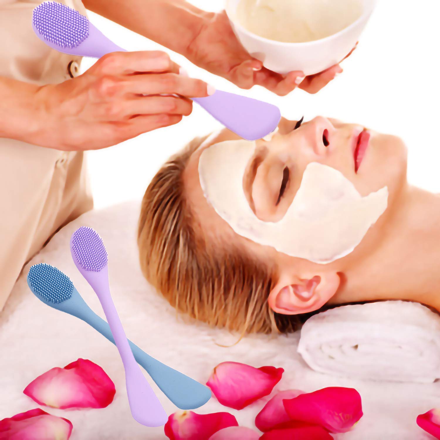 Pack of 2 Kedar Silicone Face Mask Brush Flexible Facial Mud Mask Applicator Brush Face Mask Spatula Hairless Moisturizers Applicator Tools for Mud,Clay,Body Lotions,Charcoal Mixed Mask 2