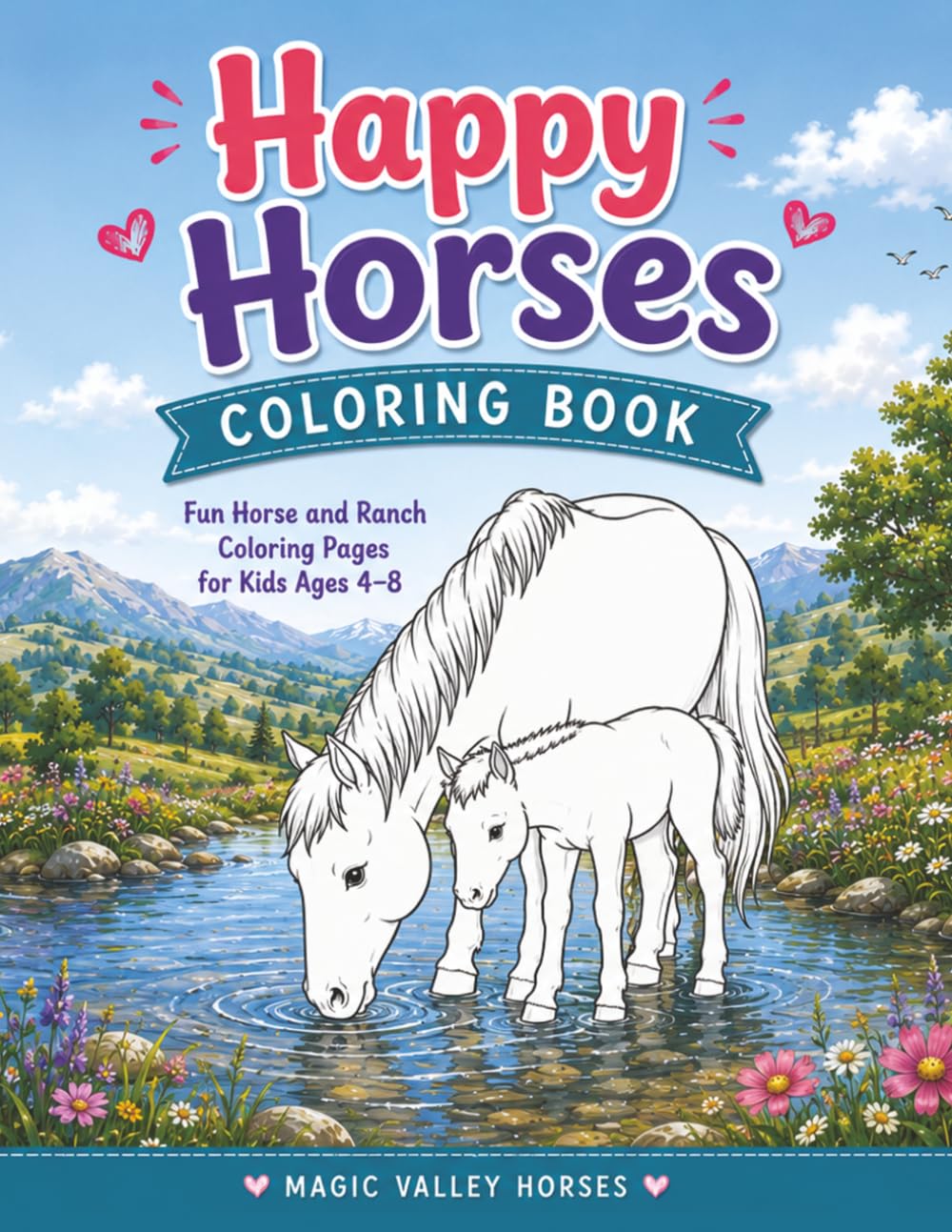 Happy Horses Coloring Book: Fun Horse and Ranch Coloring Pages for Kids Ages 4–8