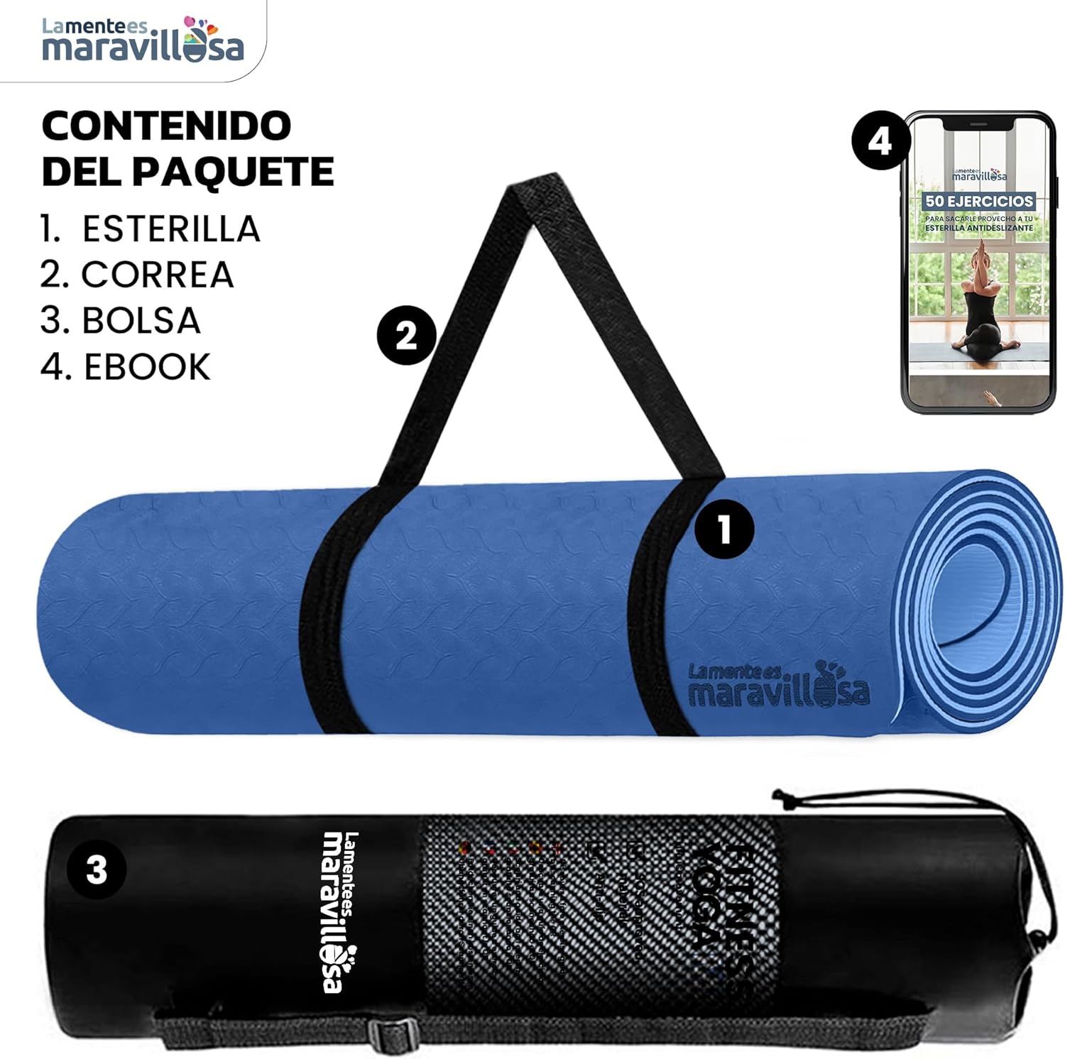 Esterilla enrollada con funda y correa para transporte