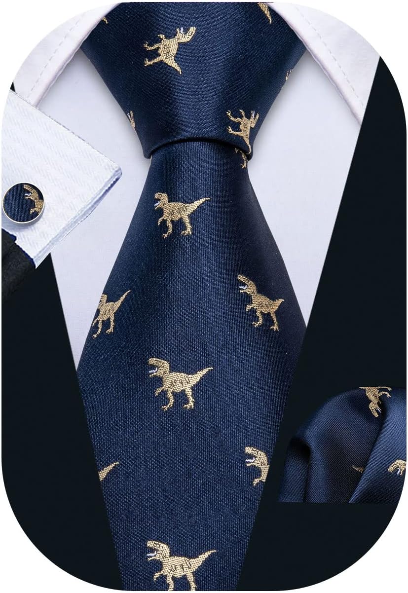Men Ties Silk Necktie Set Formal Solid Handkerchief Cufflinks Woven Wedding Business