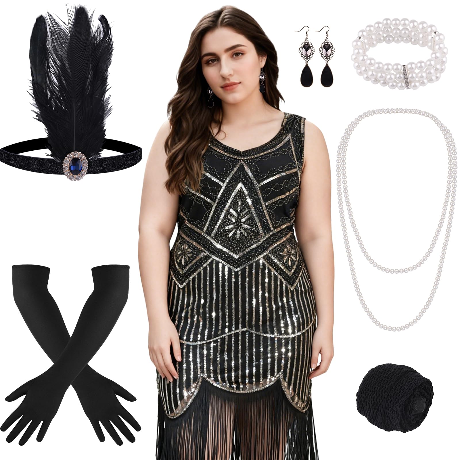 Robe Années 1920 Évite les Irritations Kit Accessoires Inclus - 7