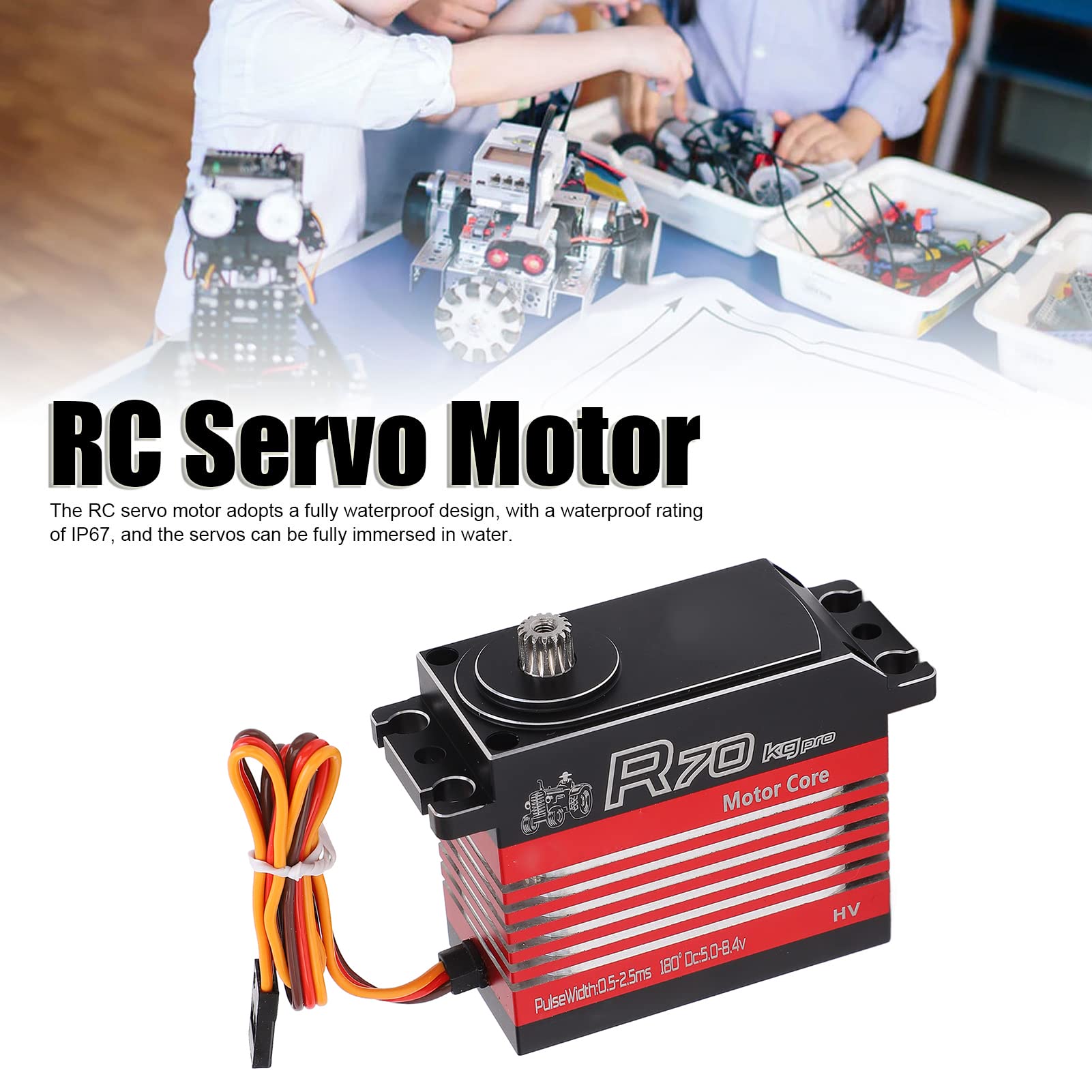Metallgehäuse-Servo, IP67 Wasserdicht, 70 Kg Hohe Torsion, Rotes