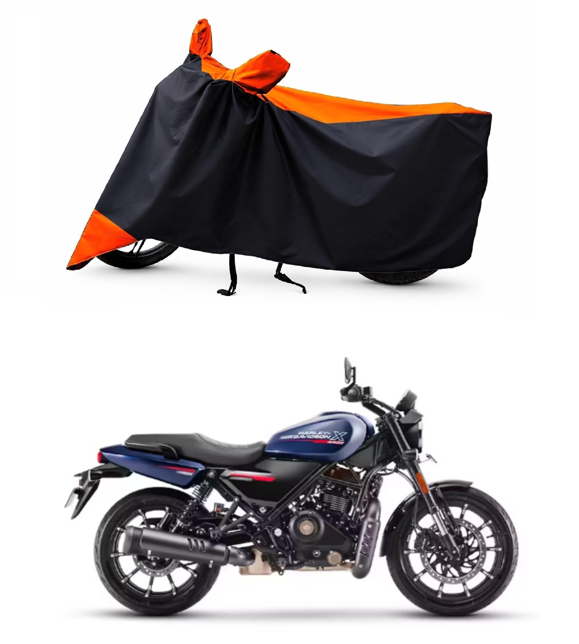 Two Wheeler - Bike Cover for 2026 New Harley-Davidson X440 T - X 440 T BS6 Bike Cover with Water-Resistant and Dust Proof Premium 210T Fabric_Orange Patta-image-6