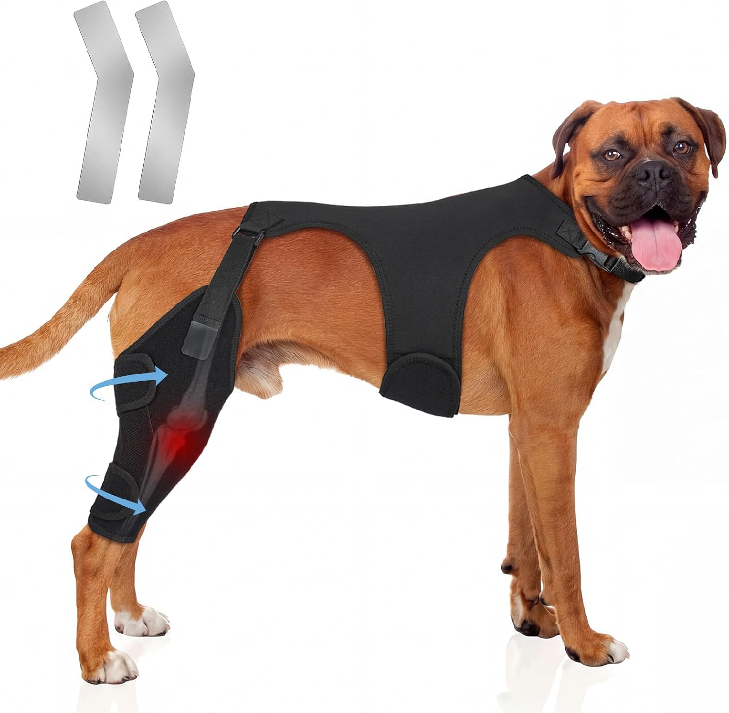 Dog Knee Brace for Torn ACL Hind Leg, Adjustable Dog Leg Braces with Metal Stabilizers Strong Joint Support to Reduce Pain from Arthritis, Ligament Injury, Hip Dysplasia, Luxating Patella (L-3)