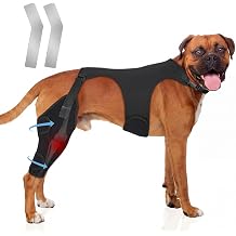 Dog Knee Brace for Torn ACL Hind Leg, Adjustable Dog Leg Braces with Metal Stabilizers Strong Joint Support to Reduce Pain from Arthritis, Ligament Injury, Hip Dysplasia, Luxating Patella L-3