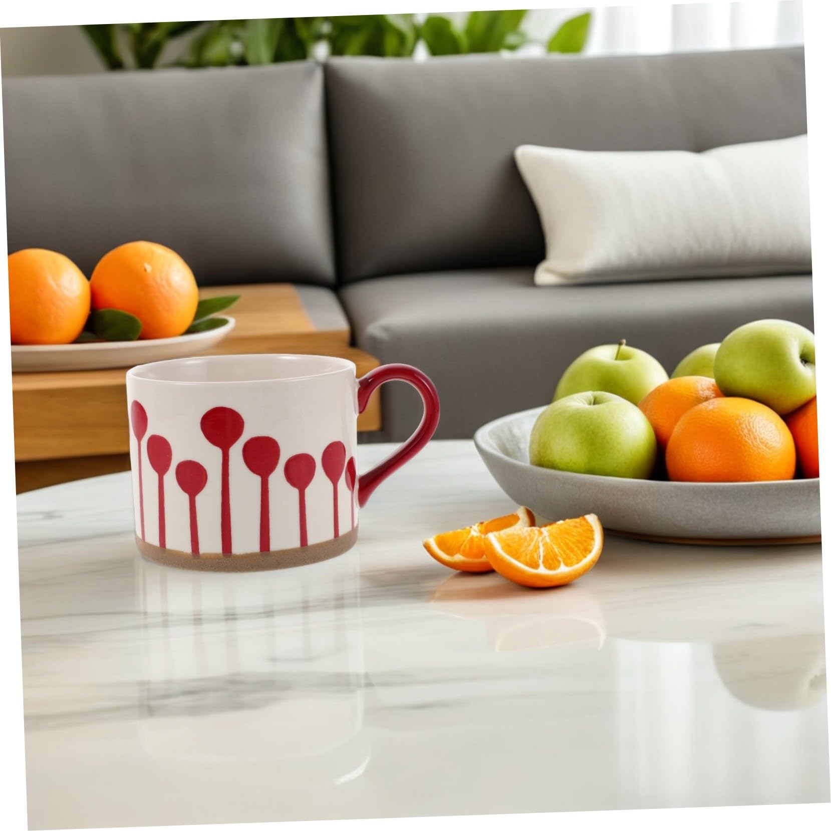Handbemalte Keramik Kaffeetasse Robustes Design Mikrowellengeeignet mit Henkel Stilvoller Handgefertigter Keramikbecher mit Boho Charme für Zuhause und Küche