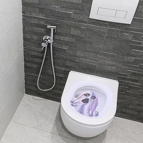 Miniatura 8 de Cubierta de asiento de inodoro de Halloween, calcomanía 3D de fantasma de terror para fiesta temática de Halloween, decoración del hogar