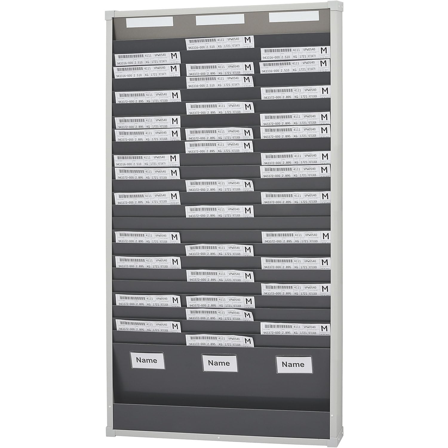 Panel modular clasificador para documentos, 25 compartimentos, altura 1350 mm, con 3 hileras.