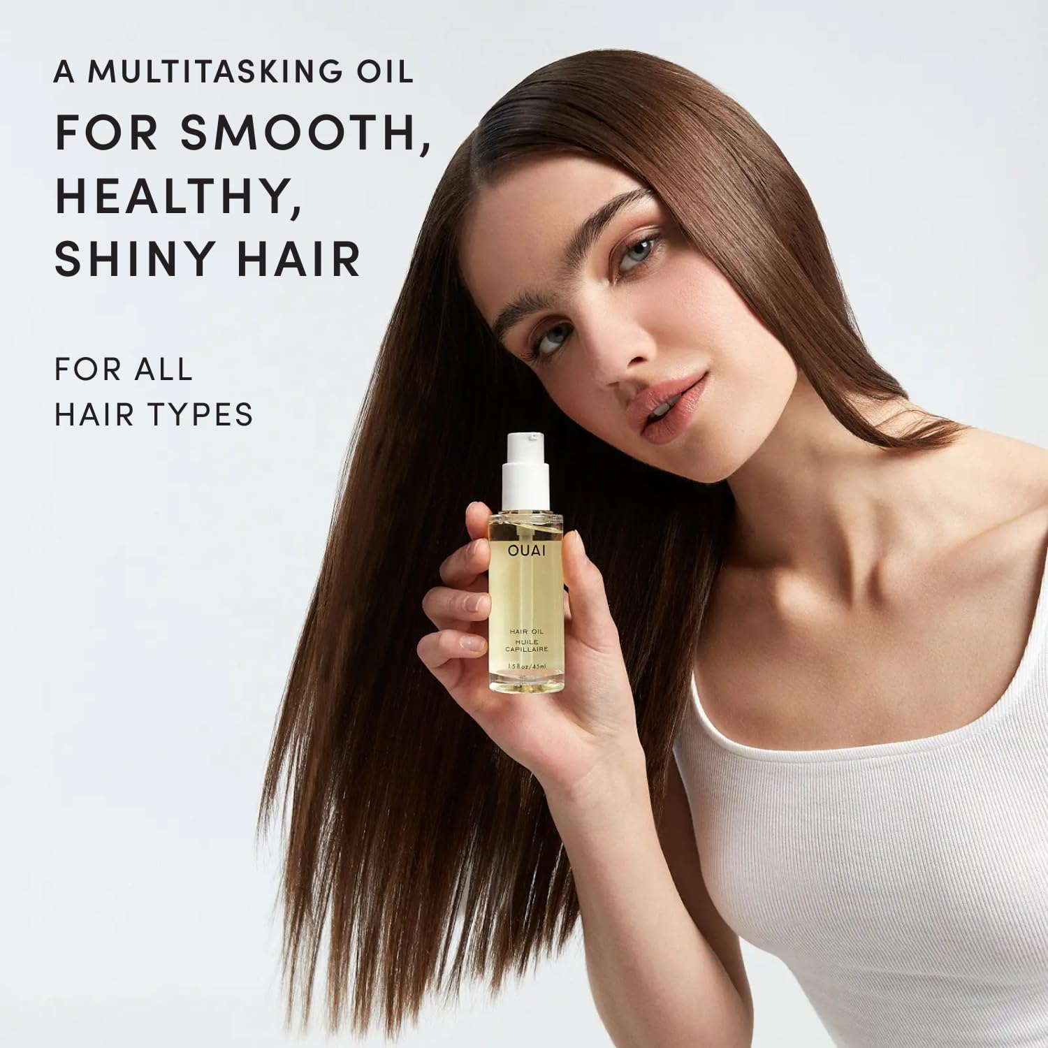 OUAI Haaröl – Hitzeschutz-Öl gegen Frizz, verleiht Glanz & glättet Spliss – farbschonende Formel – frei von Parabenen, Phthalaten & Sulfaten (45ml)
