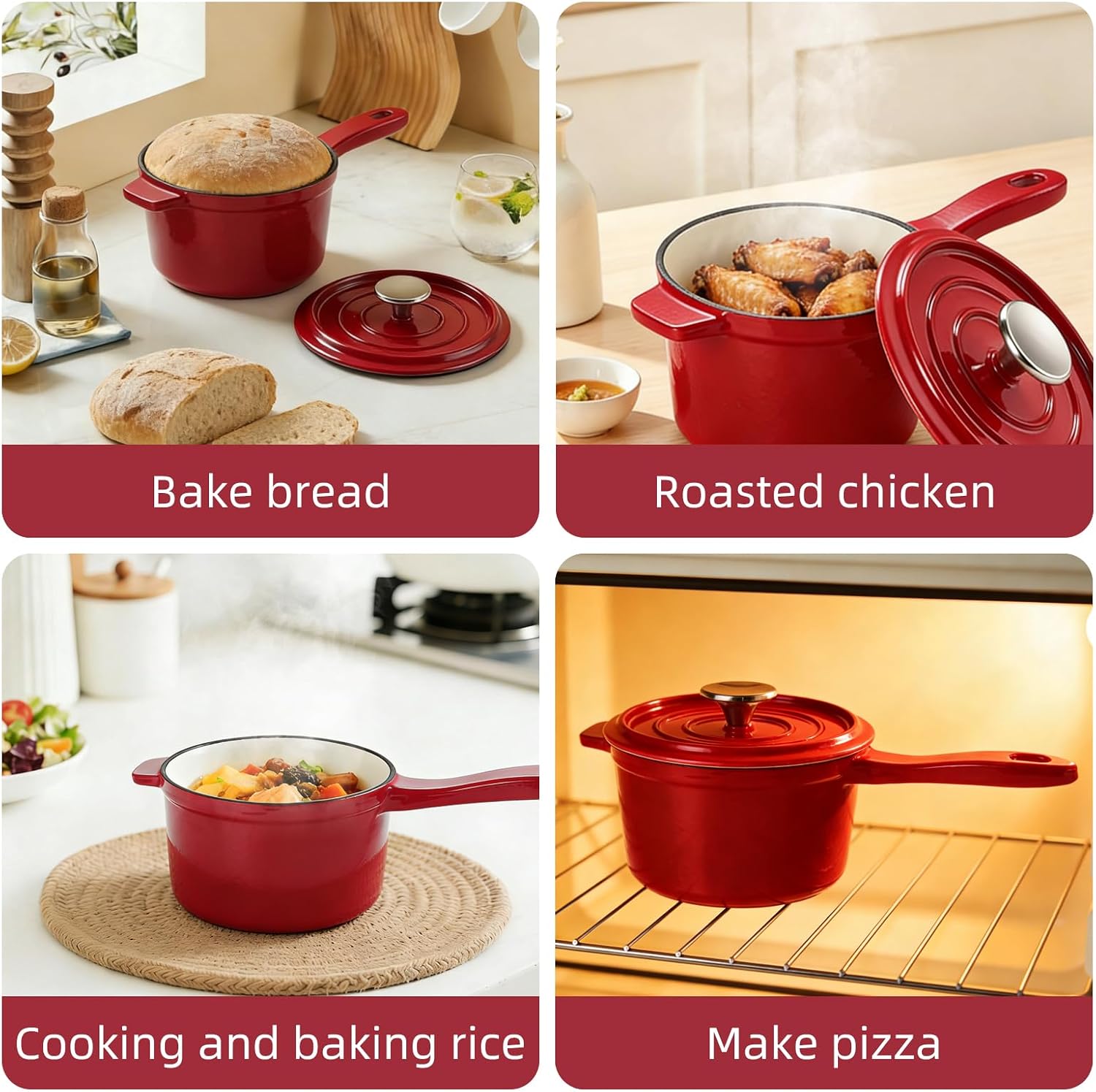 Enameled Cast Iron Sauce Pan, 2 Quarts Round Sauce Pot with Lid, Mini Dutch Oven Enamel Saucepan for Cooking Pasta Sauce, Marinate, Simmer, Refrigerate and Serve, Multiple Colors Available