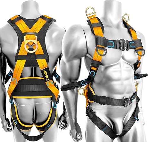 Miniatura 1 de Ymachray Arnés de seguridad de cuerpo completo con protección contra caídas, hombros ventilados y acolchados, piernas y espalda, cinturón de soporte