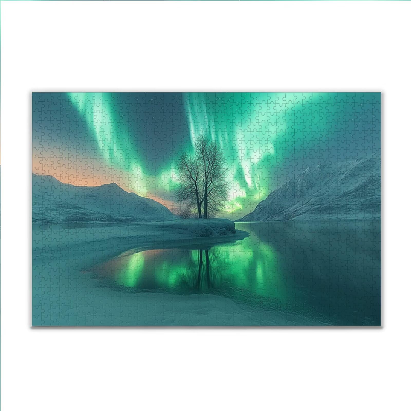 Puzzle 2000 Piezas Adultos Puzzle Aurora Auroras boreales Rompecabezas Adultos XXL 100 x 70cm, Impossible Rompecabezas, Madera Jigsaw Arte Juego Educa Familiar Aliviar El Estrés, Regalos de Pascua G-0