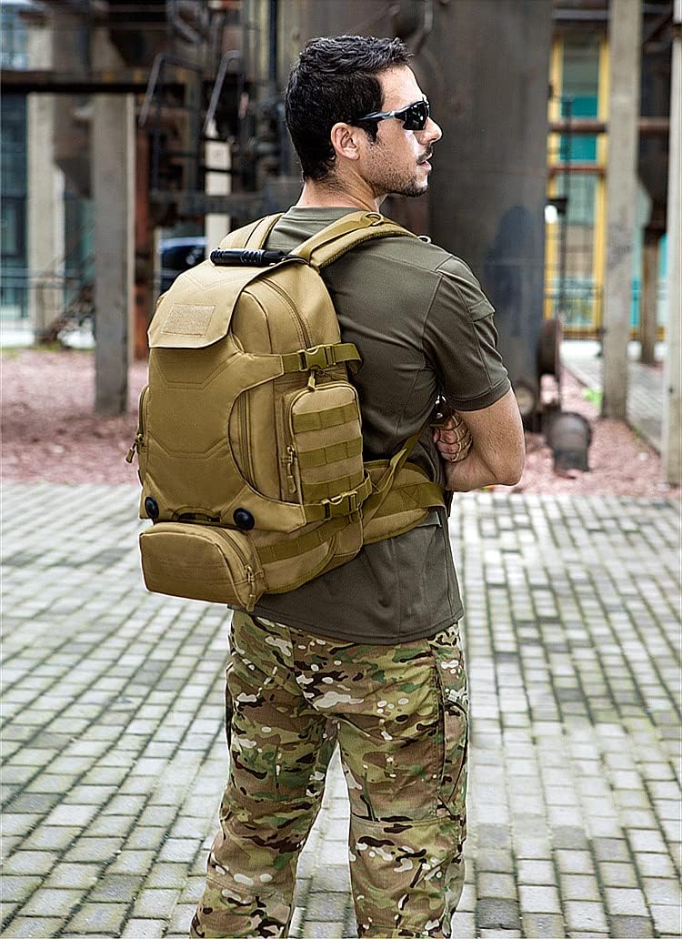 UNISTRENGH 40 Litre Tactical Backpack Multifunctional Outdoor Trekking Daypack Duffle Bag Urban Backpacking (Green Ruin Camo)