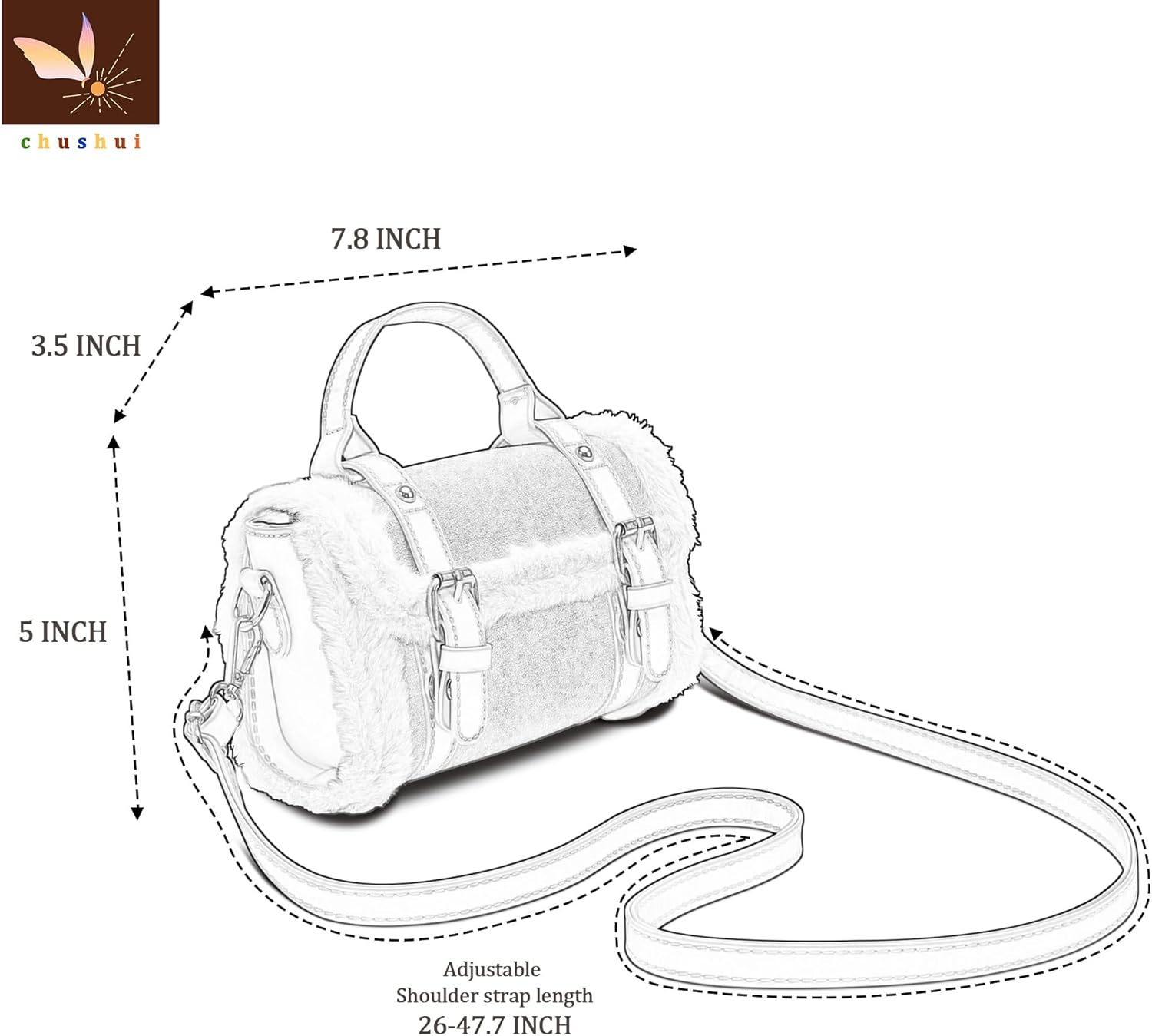 Fur Purse,Vintage-Revival Small Crossbody Bag,Top Handle Leather Handbag for Women - Image 2