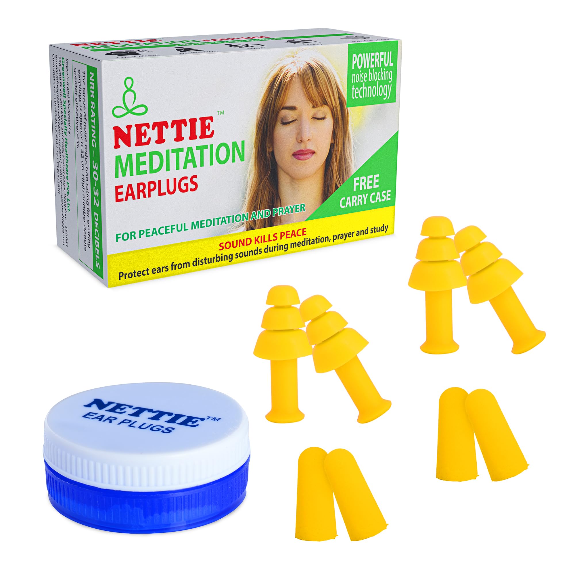 NETTIE Meditation Earplugs - 2 Pairs of Reusable Silicon Earplugs and 2 Pairs of Disposable Foam Earplugs with Free Carry Case - 32dB NRR - Perfect for Sleep, Study, work, Concerts, Travel, and More – Duo Pack (B07J6QXVMQ) Amazon Price History, Amazon Price Tracker