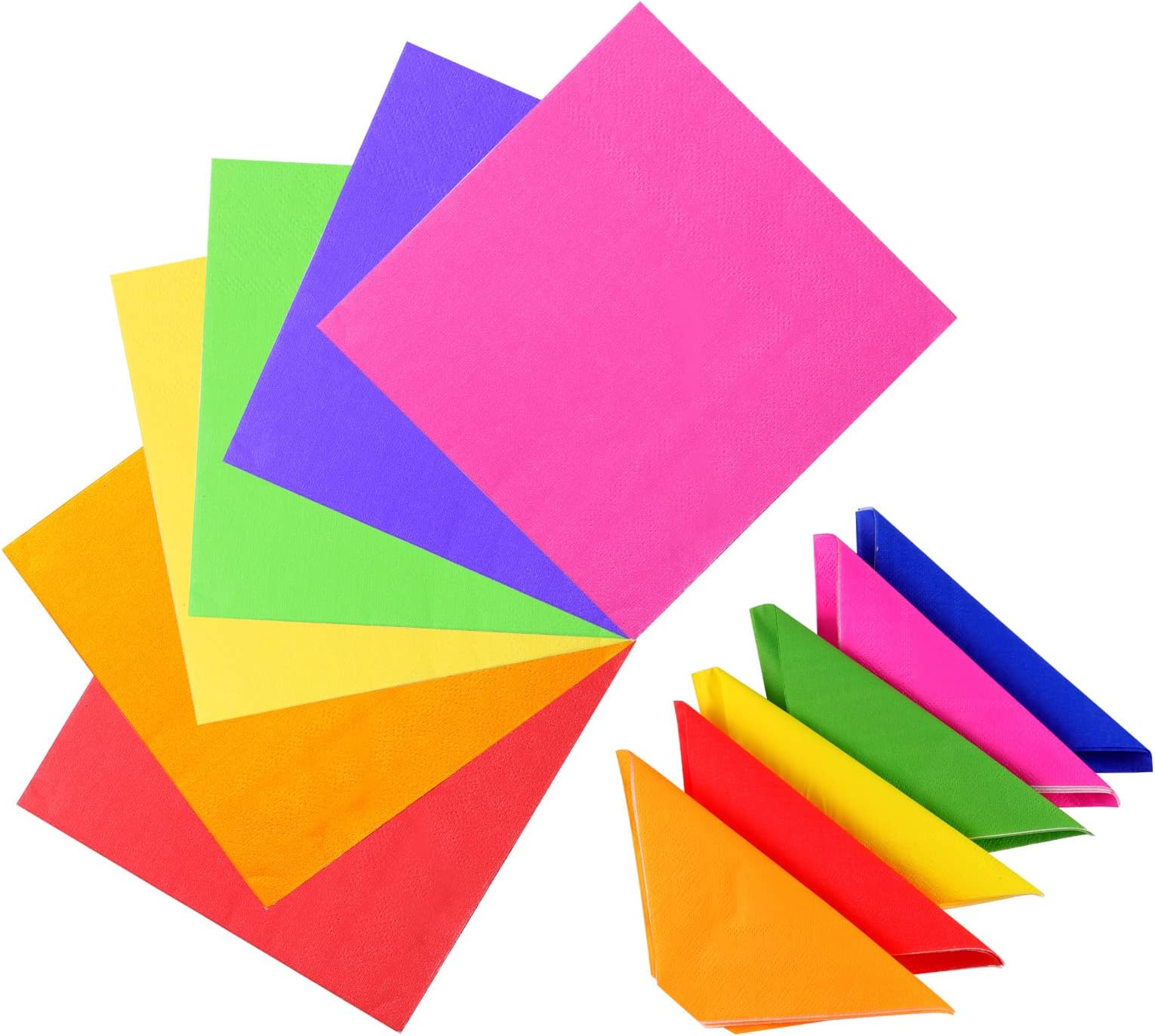 60 Pcs Multicolor Paper Napkin, 2 Ply Rainbow Square Napkins Cocktail Napkins Luncheon Napkins for Party, Wedding, Family Gathering (25x25cm)